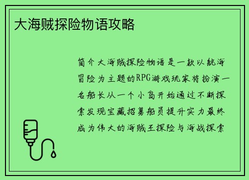 大海贼探险物语攻略